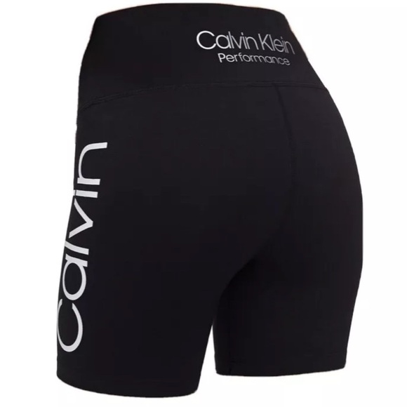 Calvin Klein Biker Shorts Mid Rise Black Graphic Print Side Pocket Extra Small - Picture 1 of 9